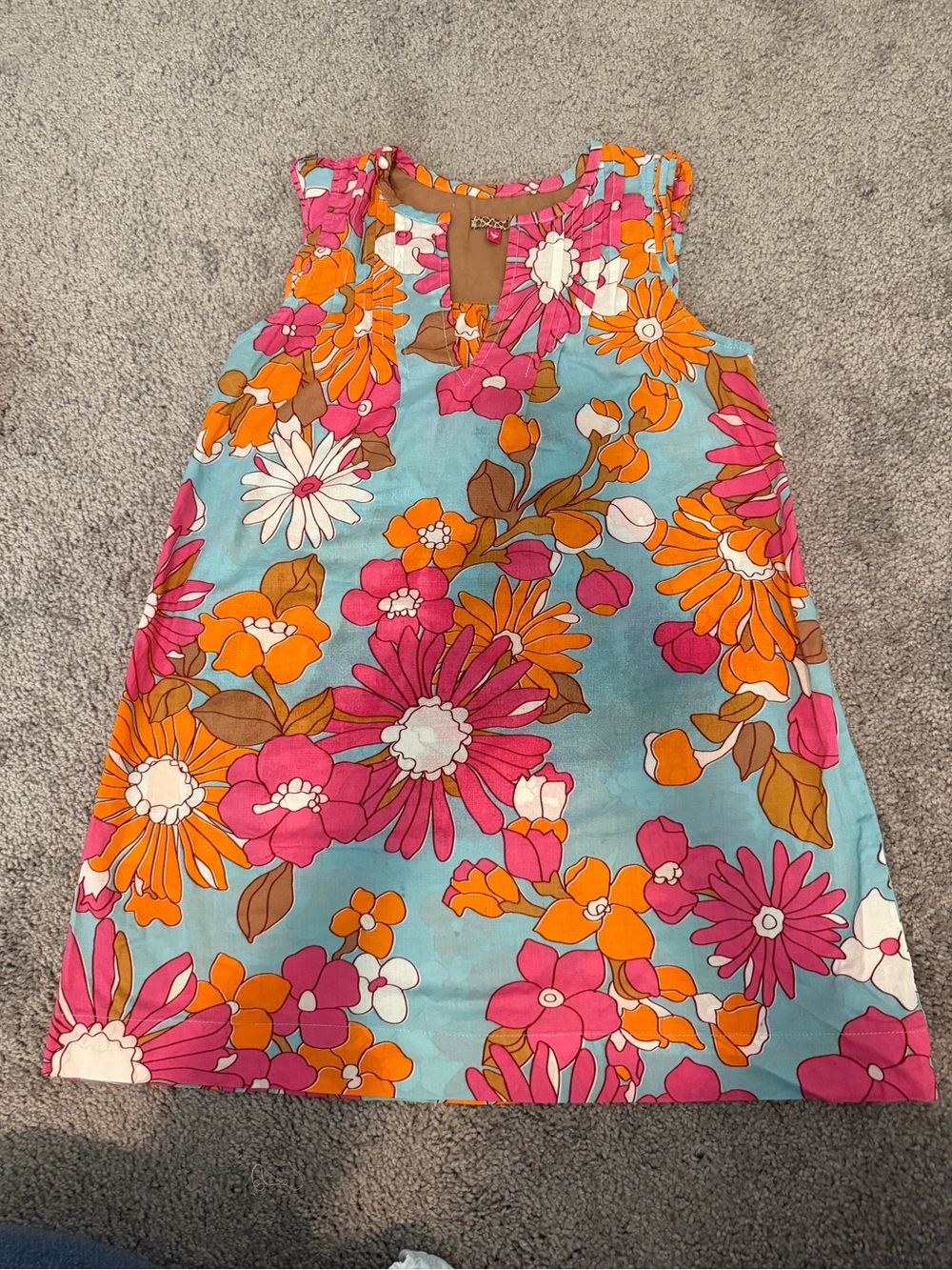Pink Chicken Retro Floral A-Line Dress in Turquoise, Pink & Orange size 7
